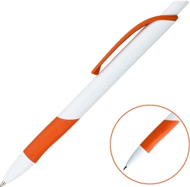 Ручка шариковая KLEO, белая с оранжевым