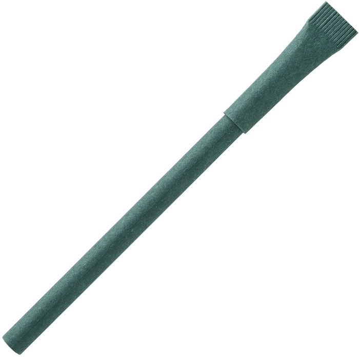 Ручка картонная KRAFT с колпачком, зелёная фото 1