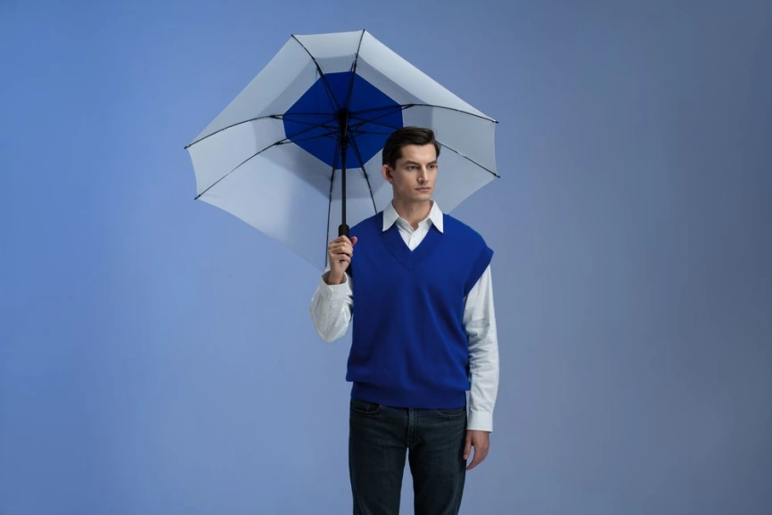 Квадратный зонт-трость Octagon, синий с белым фото 6