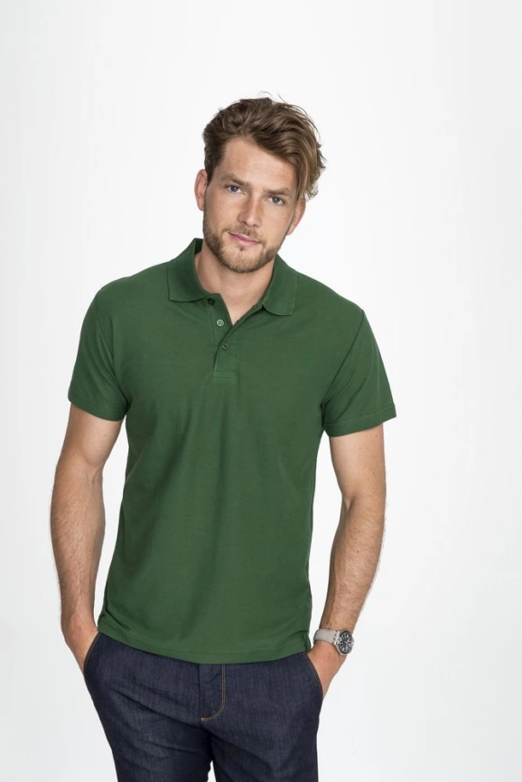 Рубашка поло мужская Summer 170 темно-зеленая, размер M фото 6