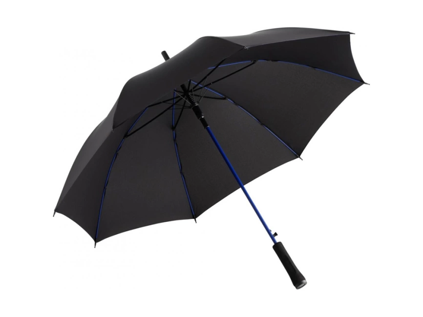 Зонт-трость Colorline с цветными спицами и куполом из переработанного пластика, черный/синий фото 1