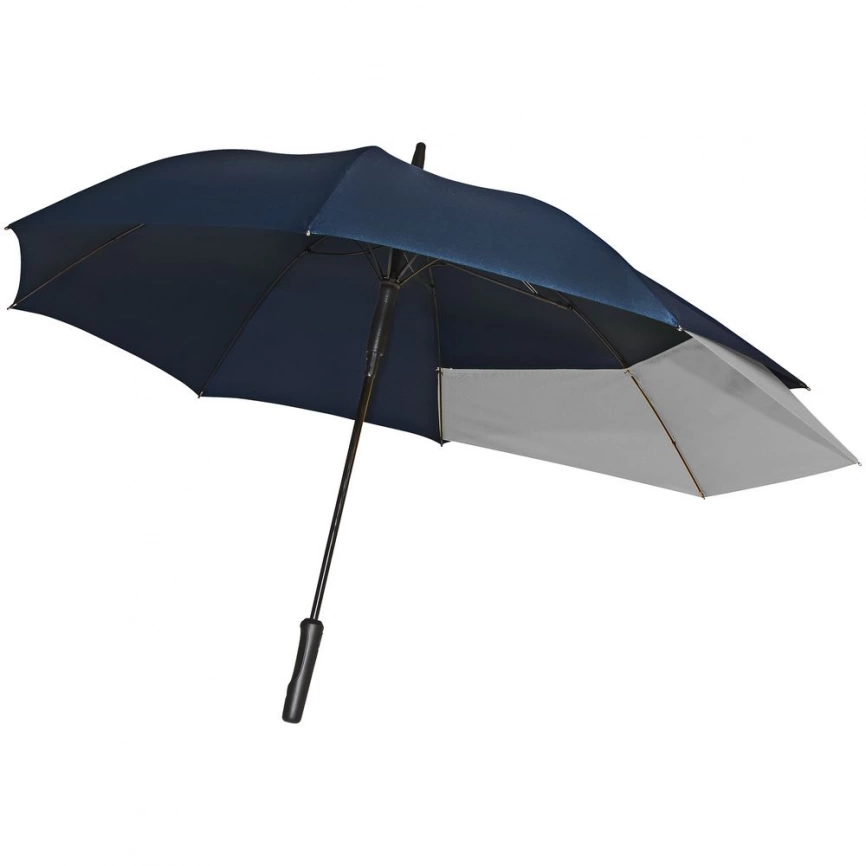 Зонт-трость Fiber Move AC, темно-синий с серым фото 1