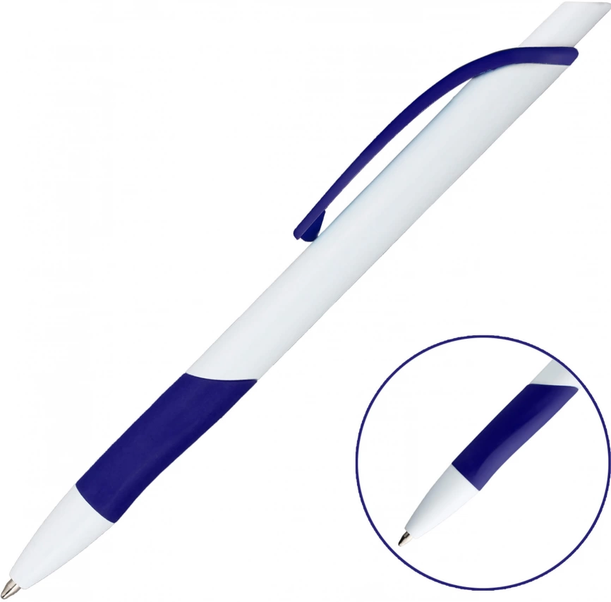 Ручка шариковая KLEO, белая с синим фото 1
