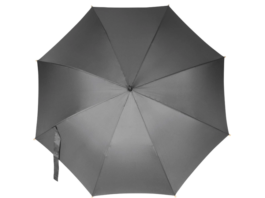 Зонт-трость Okobrella с деревянной ручкой и куполом из переработанного пластика, серый фото 6