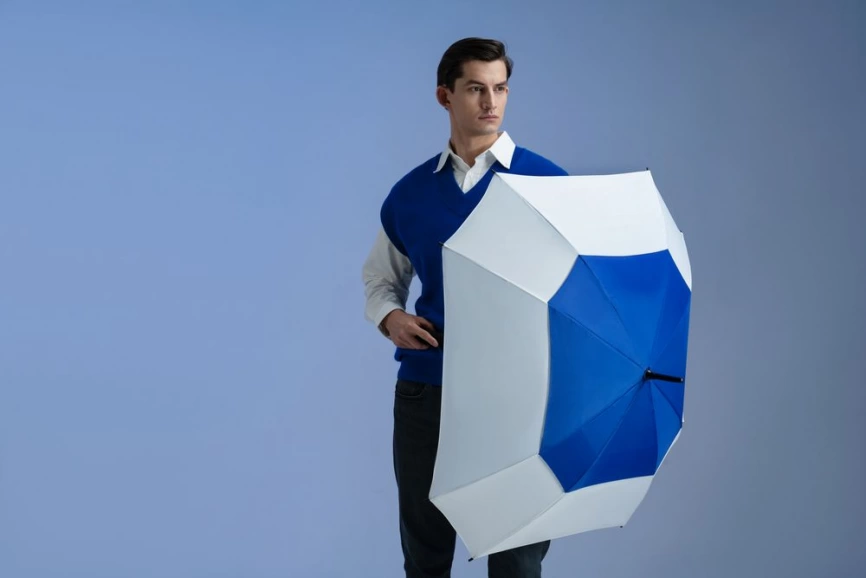 Квадратный зонт-трость Octagon, синий с белым фото 5