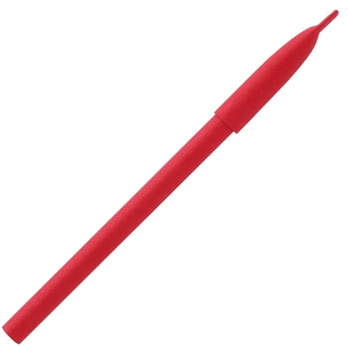 Ручка картонная KRAFT с колпачком, красная фото 2