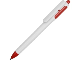 Ручка шариковая с белым корпусом и цветными вставками, белая с красным
