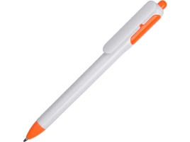 Ручка шариковая с белым корпусом и цветными вставками, белая с оранжевым