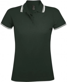 Рубашка поло женская Pasadena Women 200 с контрастной отделкой зеленая с белым, размер XXL