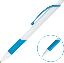 Ручка шариковая KLEO, белая с голубым