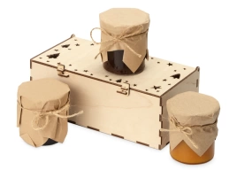 Подарочный набор с тремя видами варенья в деревянной коробке Trio Sweet