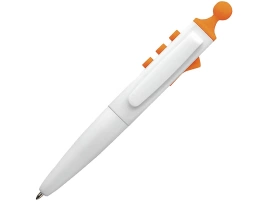 Ручка шариковая Clic Pen, белая с оранжевым