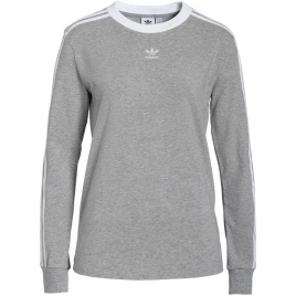 Футболка женская с длинным рукавом 3 Stripes LS, серый меланж, размер S