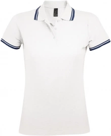 Рубашка поло женская Pasadena Women 200 с контрастной отделкой белая с синим, размер XXL