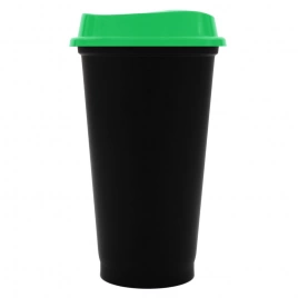Стакан с крышкой Color Cap Black, 450 мл., черный с зеленой крышкой