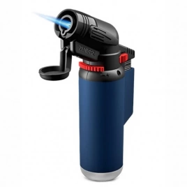 Зажигалка турбо Zenga, ZT-60 ANGLE Torch Jet, многоразовая, черная и синяя