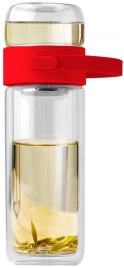 Бутылка Easy pot из боросиликатного стекла с инфьюзером 370 мл, красная