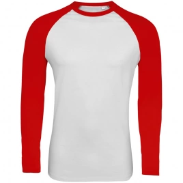 Футболка мужская с длинным рукавом Funky LSL белая с красным, размер XL