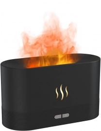 USB арома увлажнитель воздуха Flame со светодиодной подсветкой - изображением огня, чёрный