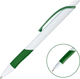 Ручка шариковая KLEO, белая с зелёным