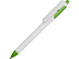 Ручка шариковая с белым корпусом и цветными вставками, белая с зеленым