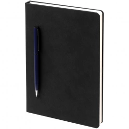 Ежедневник Magnet Chrome с ручкой, черный c синим