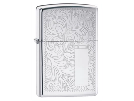 Зажигалка ZIPPO Venetian® с покрытием High Polish Chrome, латунь/сталь, серебристая, 38x13x57 мм