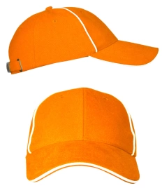 Бейсболки LEADER 206, оранжевая с белой вставкой