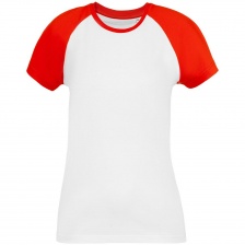 Футболка женская T-bolka Bicolor Lady белая с красным, размер M