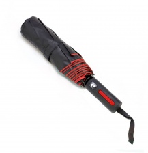 Автоматический противоштормовой складной зонт Sherp, чёрный с красным