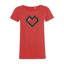 Футболка женская Pixel Heart, красная, размер M