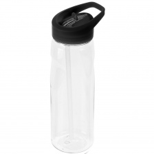 Спортивная бутылка Start, прозрачная с черной крышкой