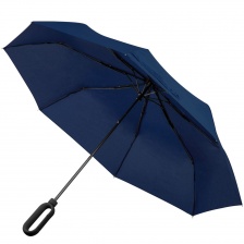 Зонт складной Hoopy с ручкой-карабином, темно-синий