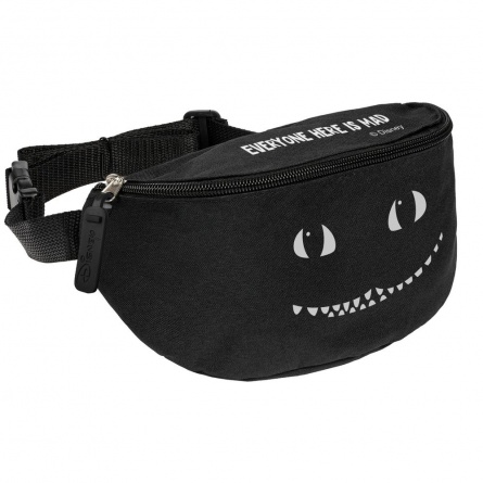 Поясная сумка со светящимся принтом Cheshire Cat, черная фото 2