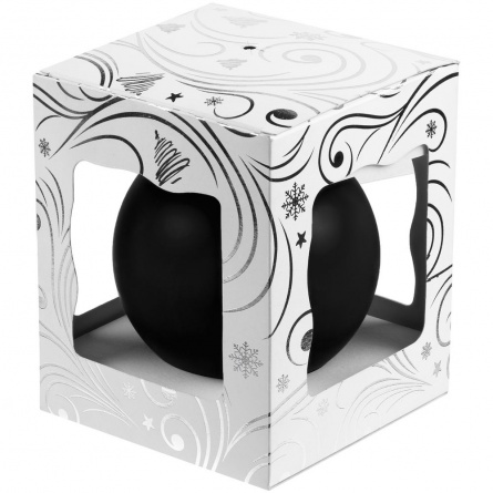 Елочный шар Gala Night Matt в коробке с тиснением, черный, 8 см фото 3