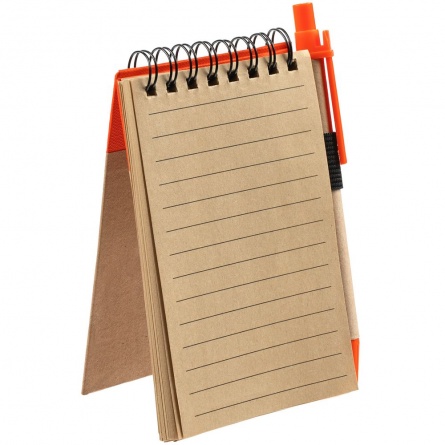 Блокнот на кольцах Eco Note с ручкой, темно-оранжевый фото 4