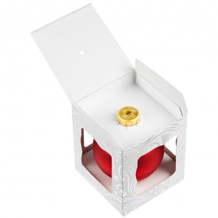 Елочный шар Gala Night Matt в коробке с тиснением, красный, 8 см фото 4