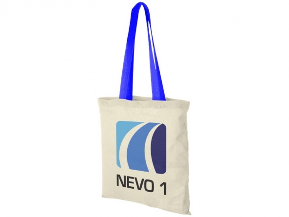 Холщовая сумка Nevada 100, некрашенная с насыщенно синими ручками фото 2