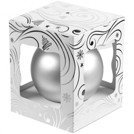 Елочный шар Gala Night Matt в коробке с тиснением, серебристый, 8 см фото 3