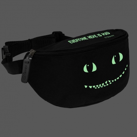 Поясная сумка со светящимся принтом Cheshire Cat, черная фото 3
