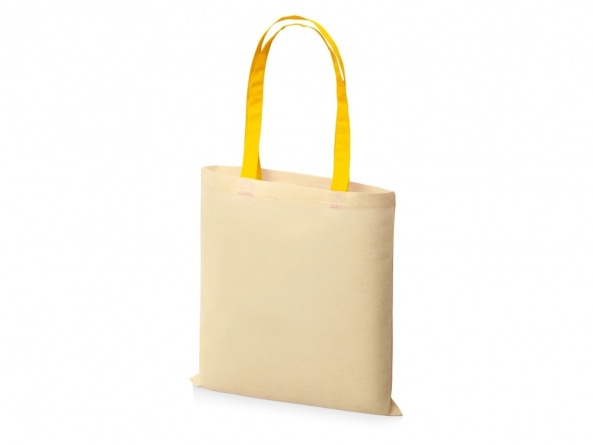Холщовая сумка Nevada 100, некрашенная с жёлтыми ручками фото 2
