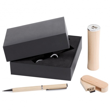 Набор Wood: аккумулятор, флешка и ручка фото 1