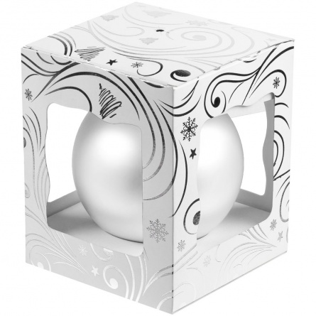 Елочный шар Gala Night Matt в коробке с тиснением, белый, 8 см фото 3