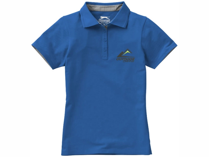 Поло женское с короткими рукавами Hacker, небесно-синий/серый фото 7