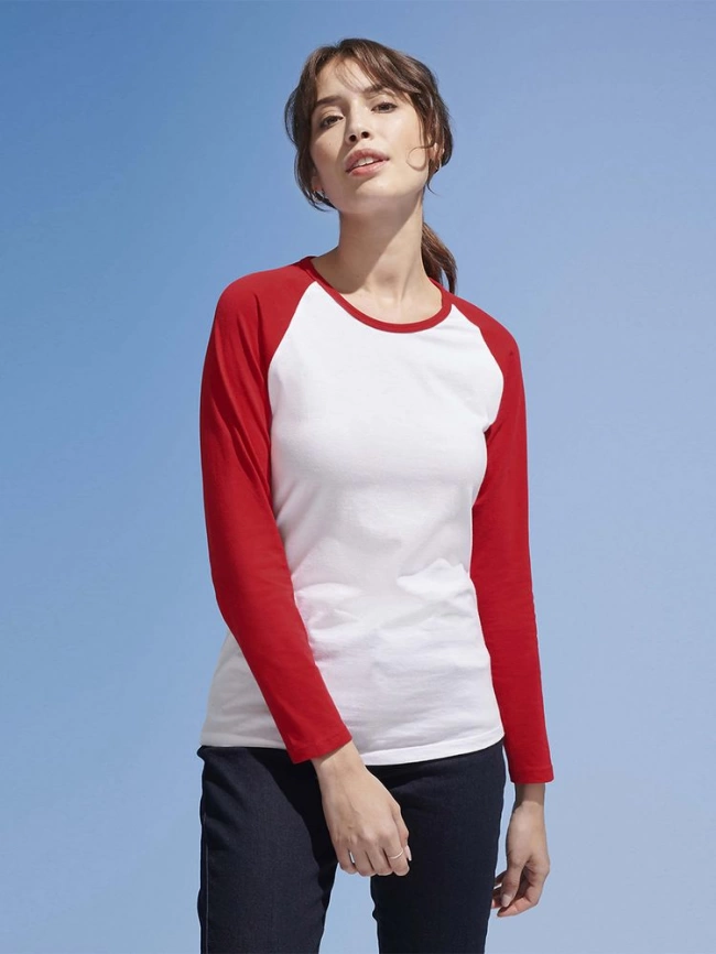 Футболка женская с длинным рукавом Milky LSL белая с красным, размер XXL фото 10