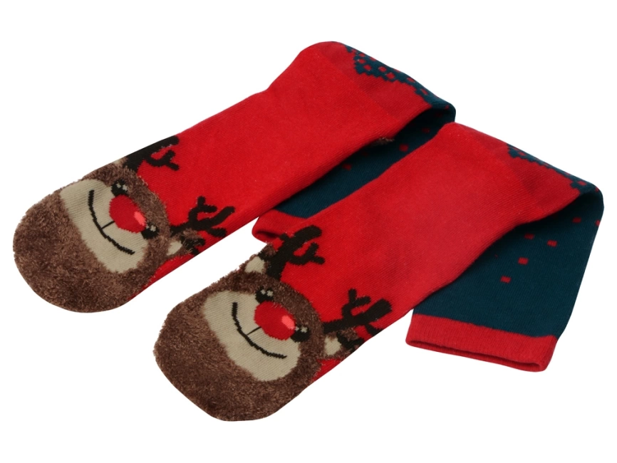 Набор носков с рождественской символикой в мешке женские, 2 пары, красный фото 3