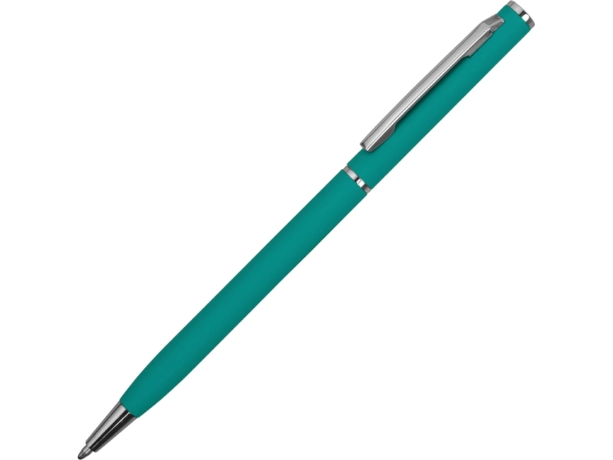 Ручка металлическая шариковая Атриум с покрытием софт-тач, бирюзовый фото 1