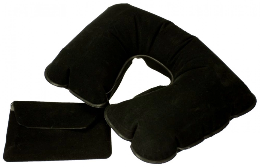 Надувная подушка под шею в чехле Sleep, черная фото 1
