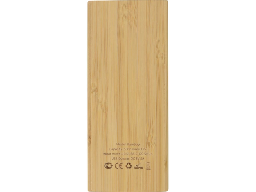 Внешний аккумулятор из бамбука Bamboo, 5000 mAh фото 4