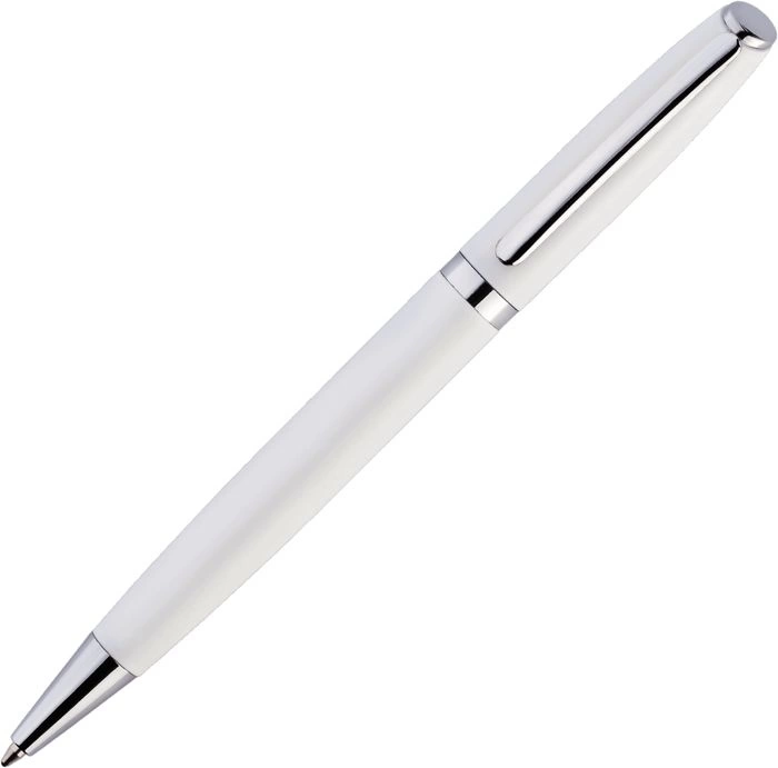 Ручка металличечкая VESTA, белая с серебристым фото 3